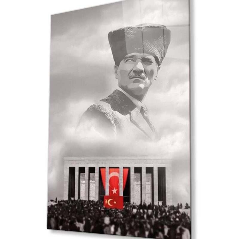 Atatürk Cam Tablo 4mm Dayanıklı Temperli Cam, Atatürk Glass Wall Art