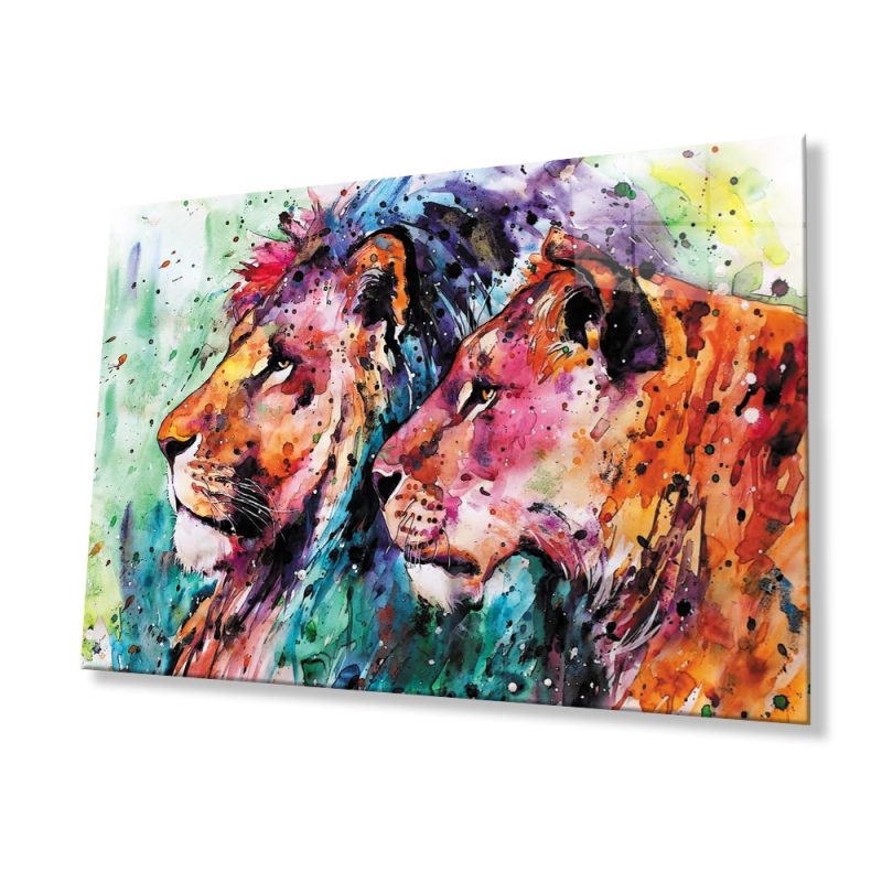 Aslan Hayvan Cam Tablo 4mm Dayanıklı Temperli Cam