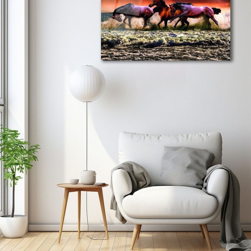 Dekoratif Duvar Tablosu Temperli Cam Tablo ATLAR