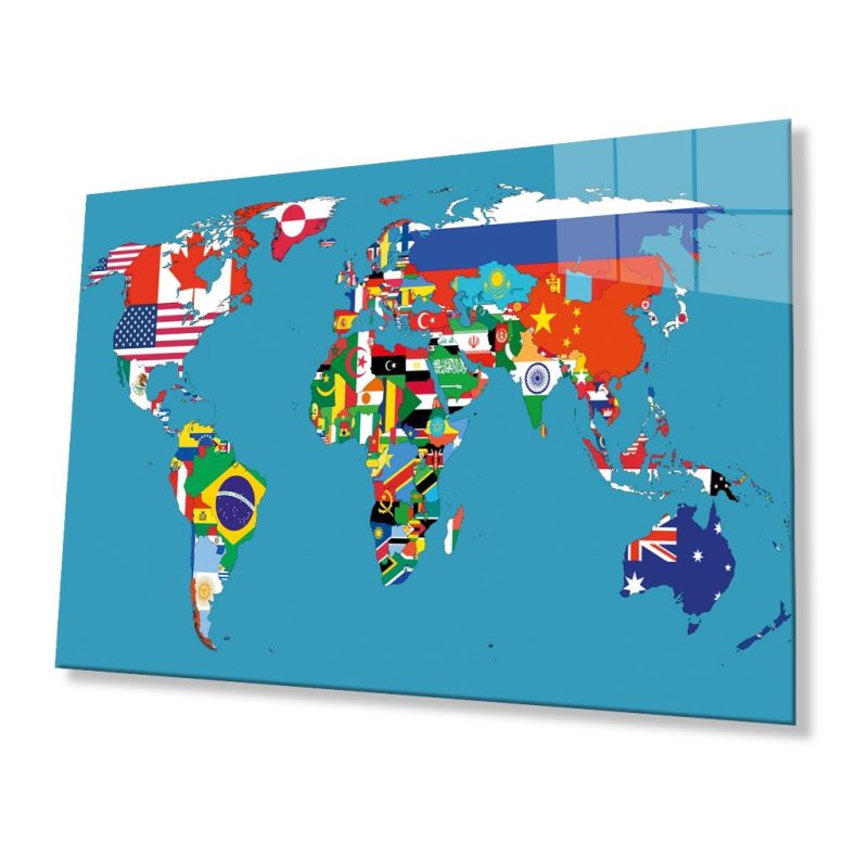 Dünya Haritası 77 Cam Tablo