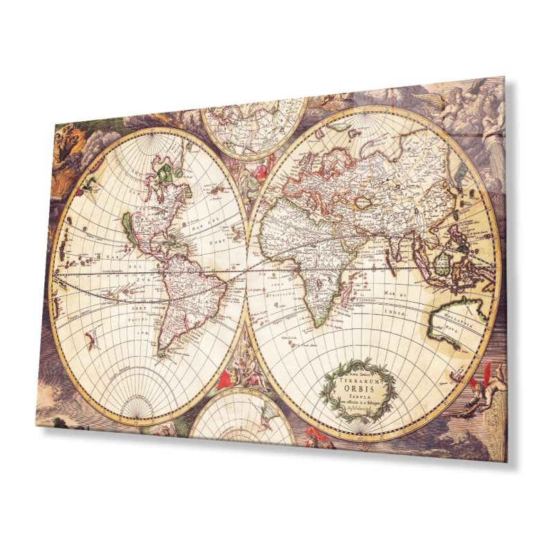 Dünya Haritası 82 Cam Tablo