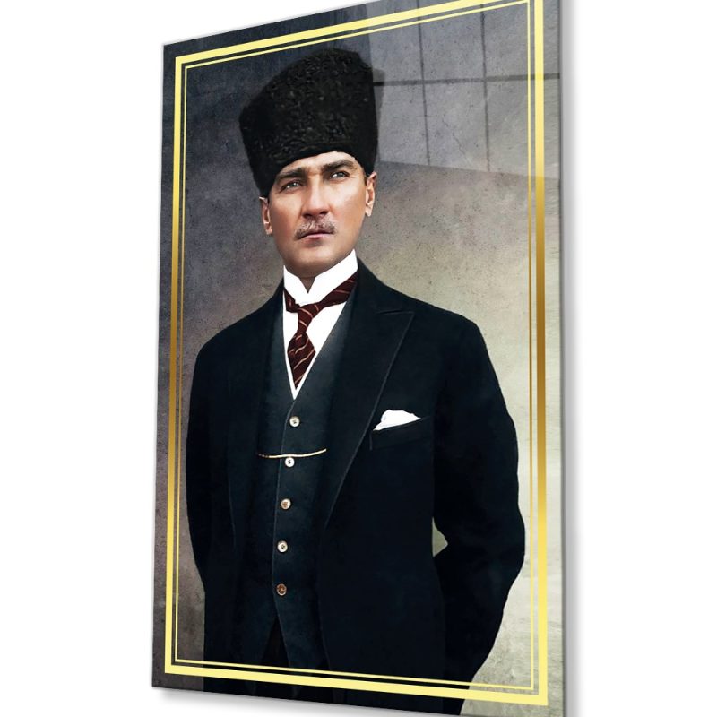 Atatürk Cam Tablo Ev ve Ofis Duvar Dekoru Hediyelik Büyük Tablo Dayanıklı Cam