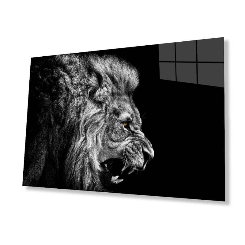 Aslan Hayvan Cam Tablo 4mm Dayanıklı Temperli Cam