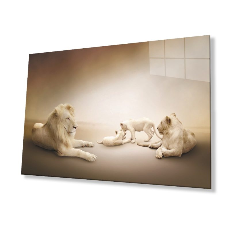 Aslan Hayvan Cam Tablo 4mm Dayanıklı Temperli Cam