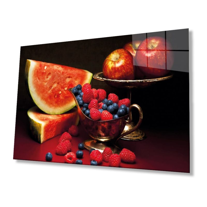 Meyveler Cam Tablo 4mm Dayanıklı Temperli Cam