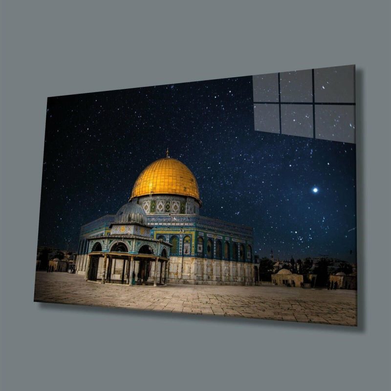 Kudüs Kubbet'üs Sahra Dini Cam Tablo 4mm Dayanıklı Temperli Cam