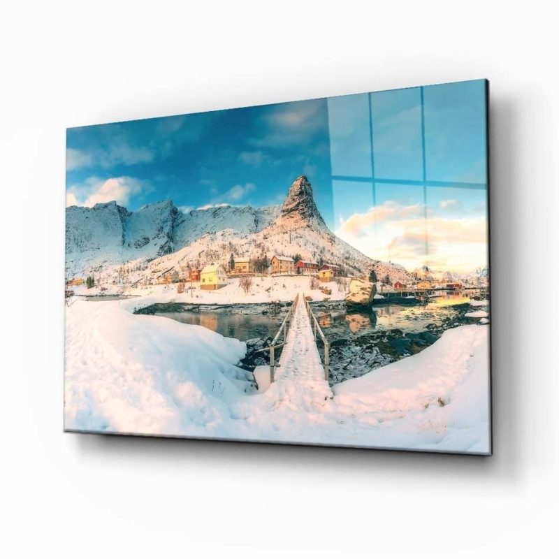 Doğa Manzara karlı Cam Tablo 4mm Dayanıklı Temperli Cam