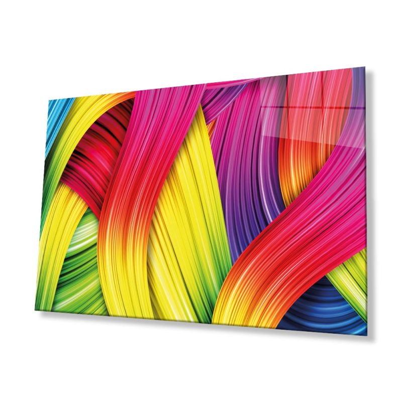 Renkli Soyut Cam Tablo, Ev ve Ofis Duvar Dekoru, Hediyelik Büyük Temperli 4 mm Cam Tablo