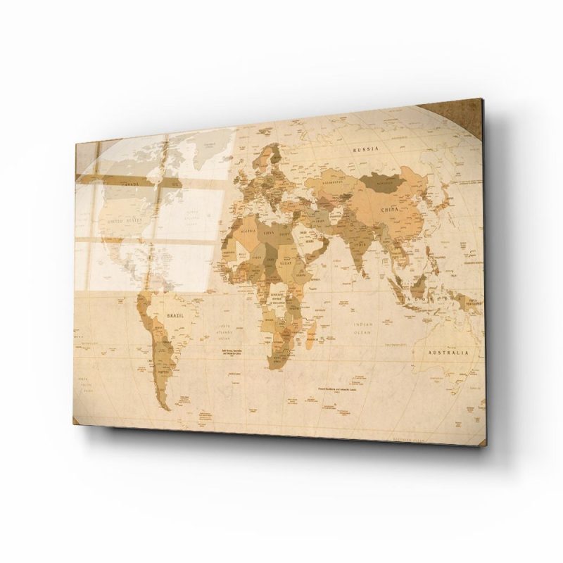 Dünya Haritası 60 Cam Tablo