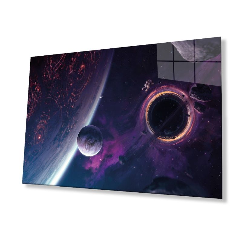 Uzay Evren Cam Tablo, Ev ve Ofis Duvar Dekoru, Hediyelik Büyük Temperli 4 mm Cam Tablo