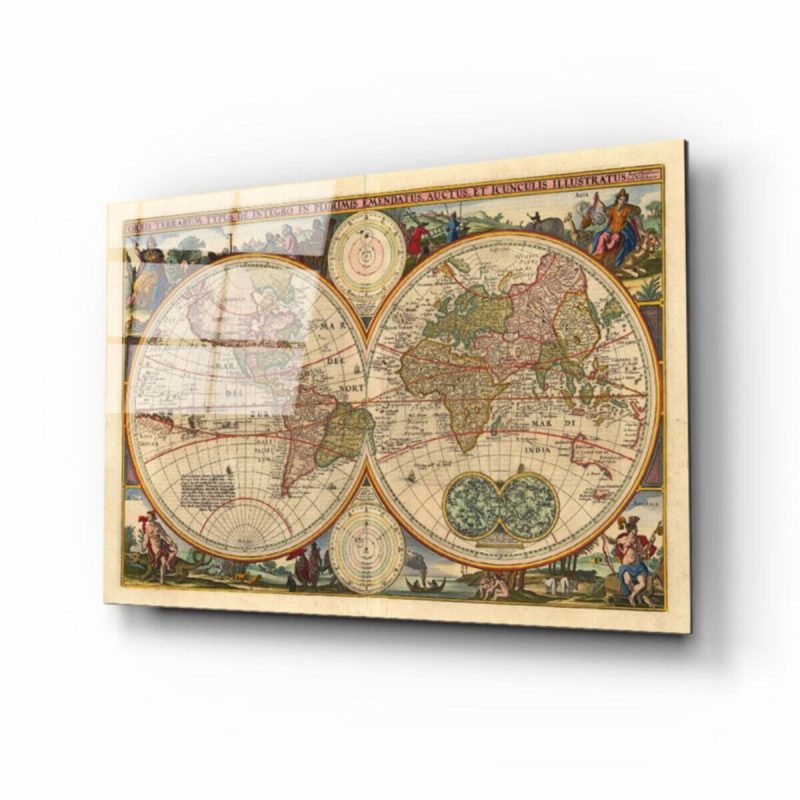 Dünya Haritası 7 Cam Tablo