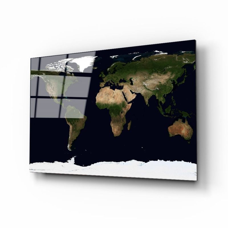 Dünya Haritası 93 Cam Tablo