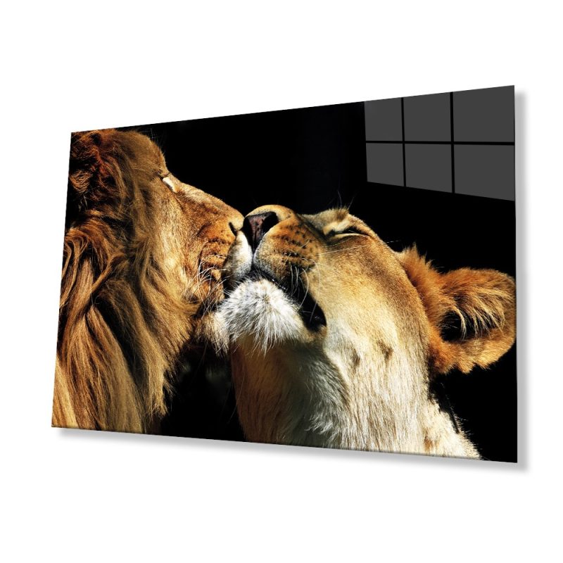 Aslan Hayvan Cam Tablo 4mm Dayanıklı Temperli Cam