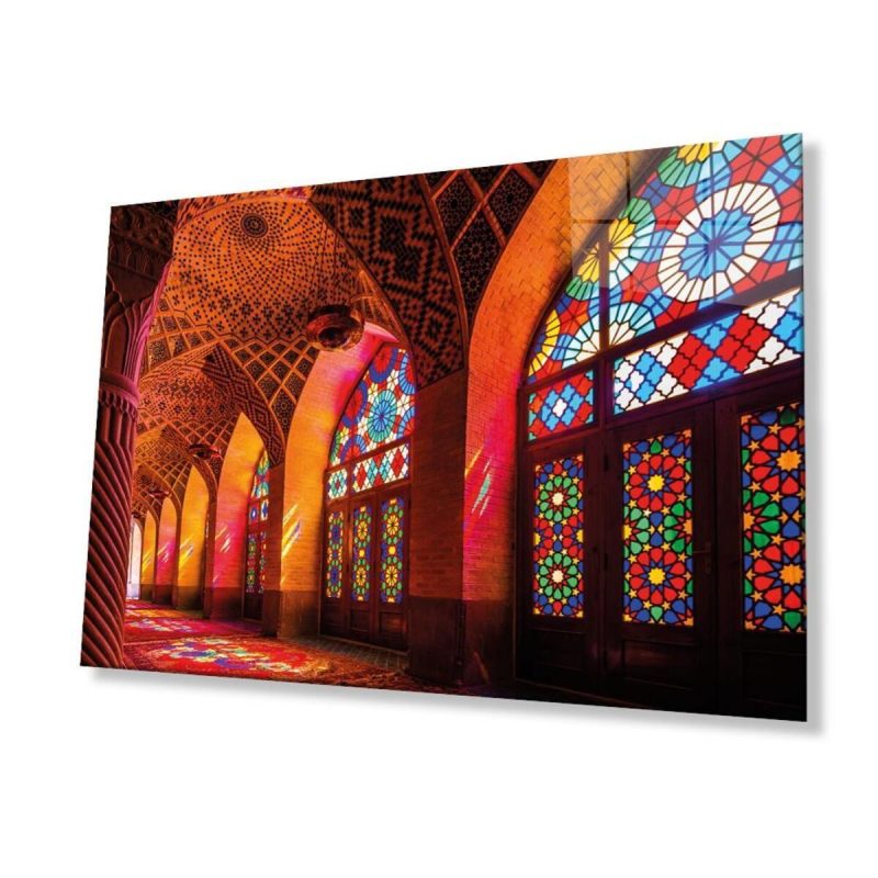 Cami İslami Motif Dini Cam Tablo 4mm Dayanıklı Temperli Cam
