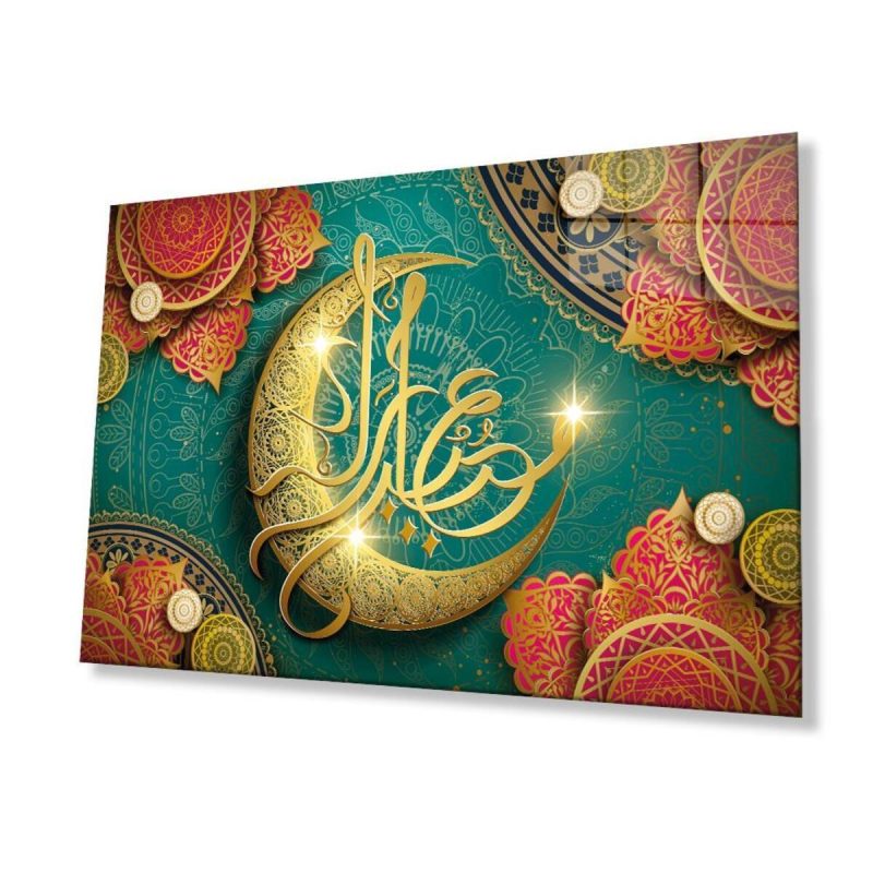 Kaligrafi Dini İslami Duvar Dekoru Cam Tablo 4mm Dayanıklı Temperli Cam