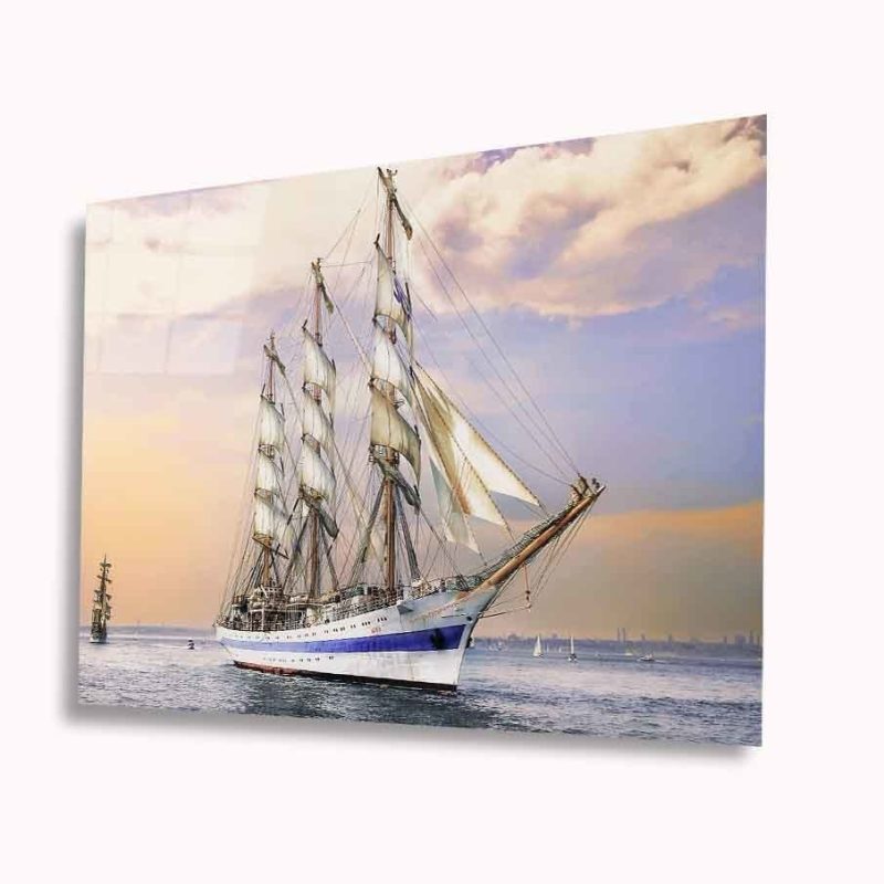 Yelkenli Gemi Cam Tablo 4mm Dayanıklı Temperli Cam