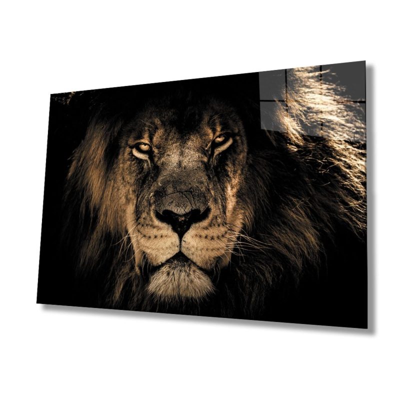 Aslan Hayvan Cam Tablo 4mm Dayanıklı Temperli Cam
