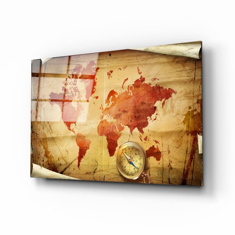 Dünya Haritası 61 Cam Tablo