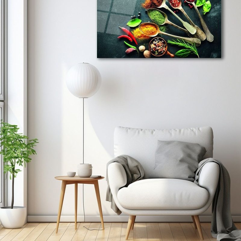 Dekoratif Duvar Tablosu Temperli Cam Tablo Baharatlar