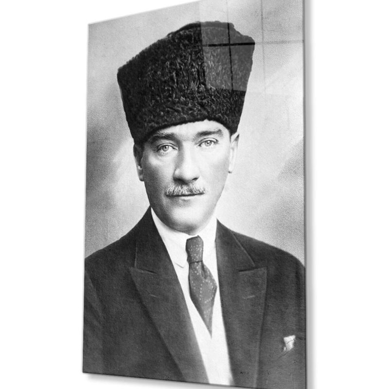 Atatürk Cam Tablo 4mm Dayanıklı Temperli Cam, Atatürk Glass Wall Art