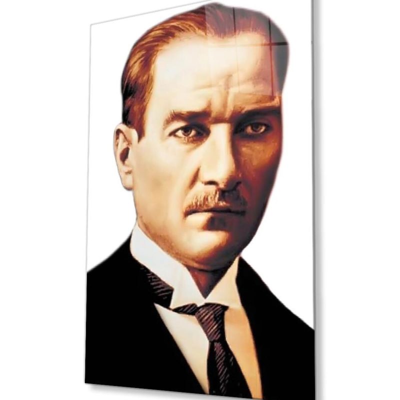 Atatürk Cam Tablo 4mm Dayanıklı Temperli Cam, Atatürk Glass Wall Art