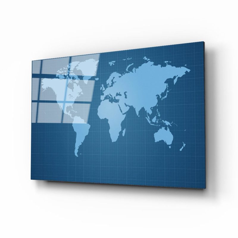 Dünya Haritası 70 Cam Tablo