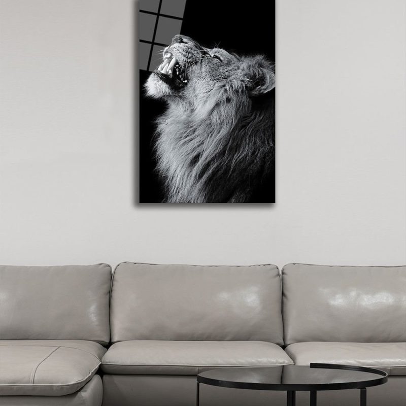 Aslan Hayvan Temperli Cam Tablo