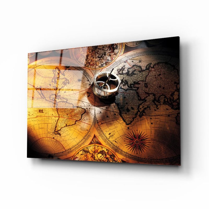 Dünya Haritası 23 Cam Tablo