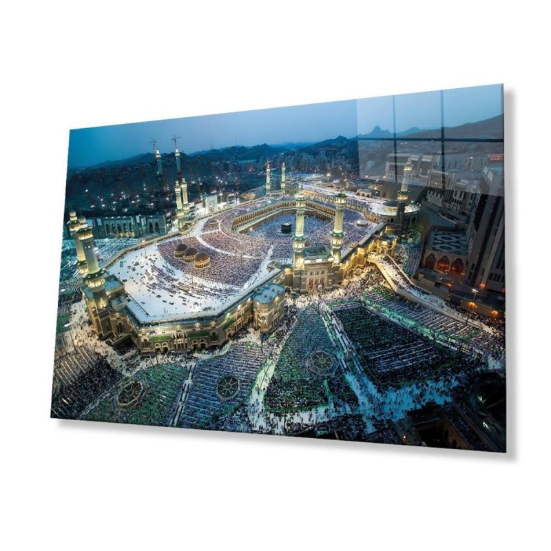 Kabe Manzara Harem'i Şerif Dini Cam Dekor Tablo 4mm Dayanıklı Temperli Cam