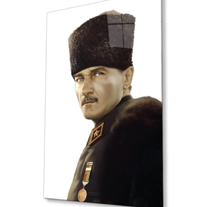 Atatürk Cam Tablo 4mm Dayanıklı Temperli Cam, Atatürk Glass Wall Art