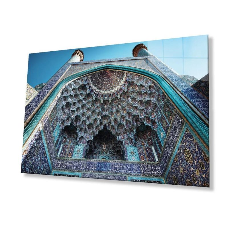 Cami Kubbe Dini İslami Duvar Dekoru Kaligrafi Cam Tablo 4mm Dayanıklı Temperli Cam