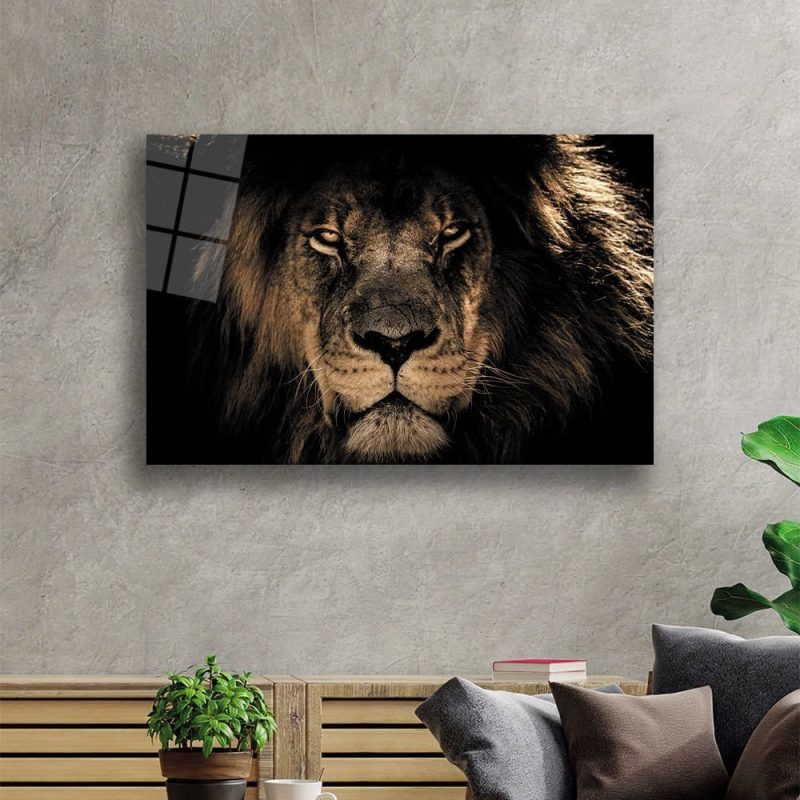 Aslan 19 Hayvan Cam Tablo