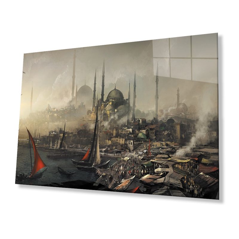 İstanbul Manzara Resim Cam Tablo