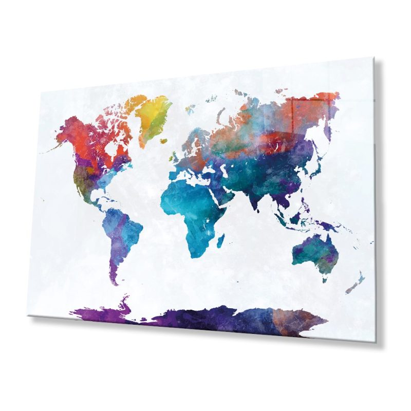 Dünya Haritası 52 Cam Tablo