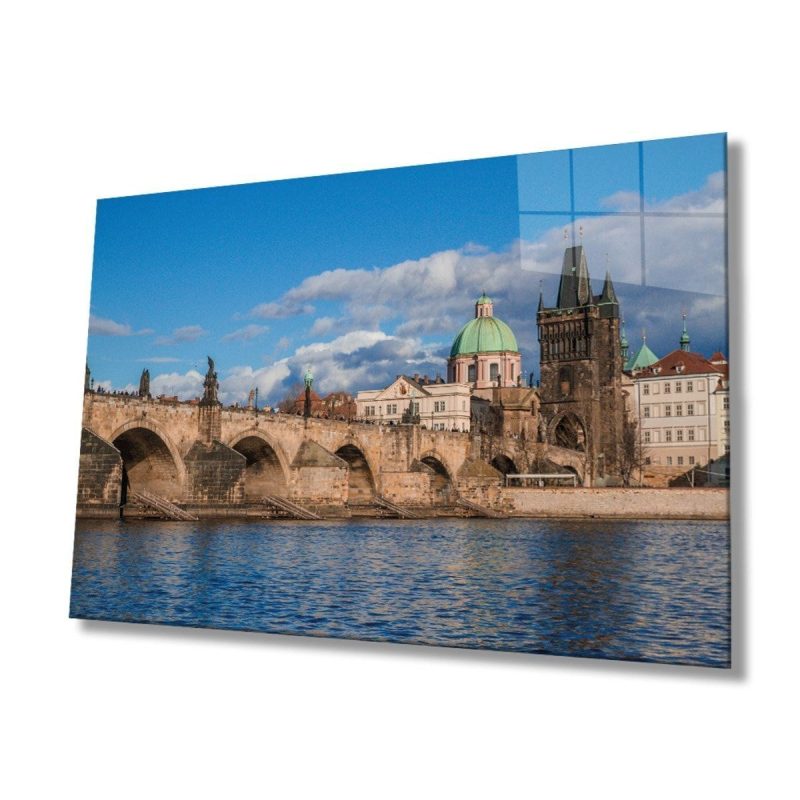 Eski Köprü Doğa Cam Tablo, Ev ve Ofis Duvar Dekoru, Hediyelik Büyük Temperli 4 mm Cam Tablo