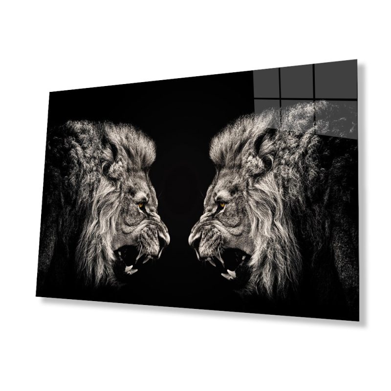 Aslan Hayvan Cam Tablo 4mm Dayanıklı Temperli Cam