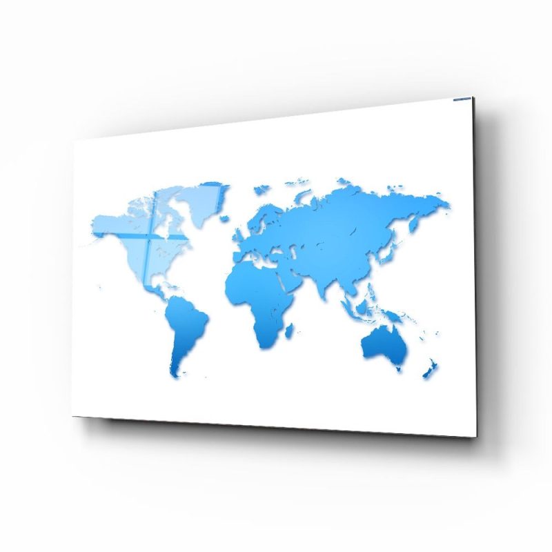 Dünya Haritası 46 Cam Tablo
