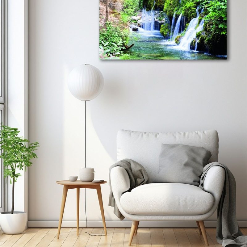 Dekoratif Duvar Tablosu Temperli Cam Tablo ŞELALE