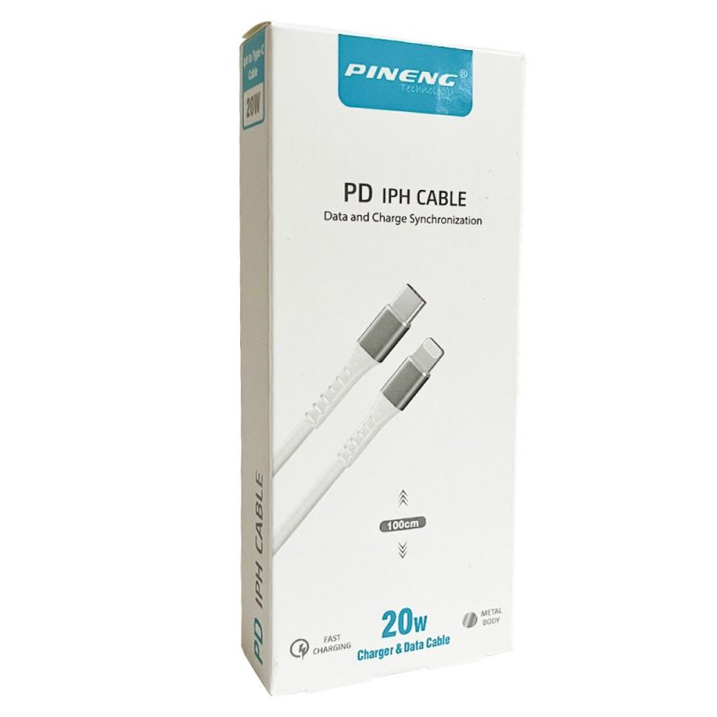 Pineng PN-201 20W 3.4A Alüminyum Type-C to Lightning 1M Data Şarj Kablosu