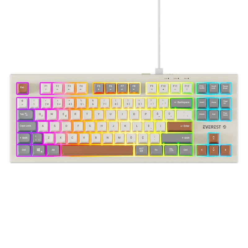 Everest KB-98 SILENT TKL Gri/Gri Mavi/Kahve Rainbow Q Membrane Klavye