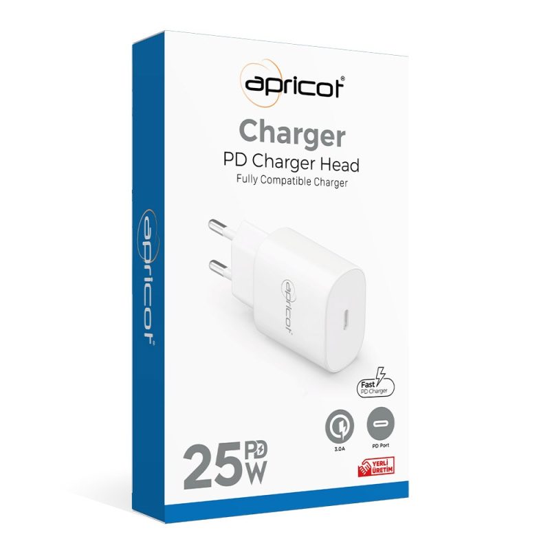 Apricot APC-PD25 Type-C 25W  + Beyaz Ev Şarj Adaptörü