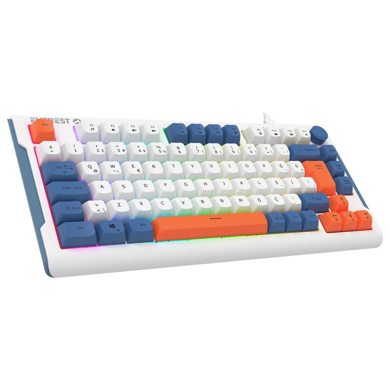 Everest KB-75 Smooth Beyaz/Mavi/Turuncu RGB Q Membrane Oyuncu Klavyesi