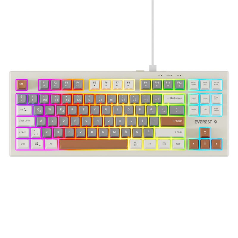 Everest KB-98 SILENT TKL Gri Mavi/Gri/Kahve Rainbow Q Membrane Klavye
