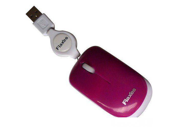 Flaxes FLX-707 RMP Pembe USB Kablolu Optik Mouse Makaralı