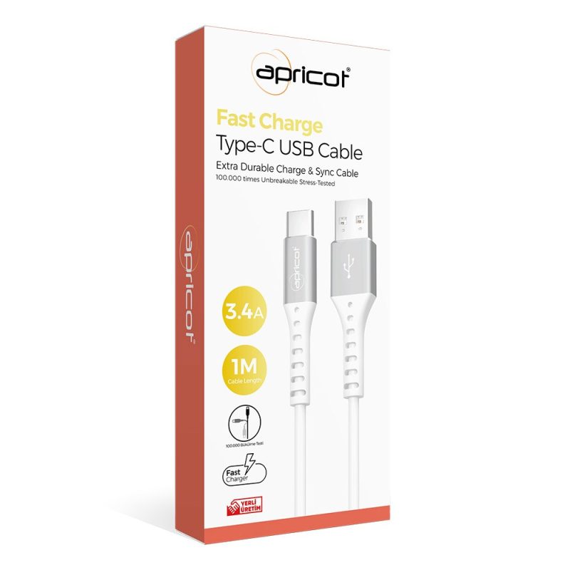 Apricot APC-A140T Type-C 1M 3.4A Şarj + Data Kablosu