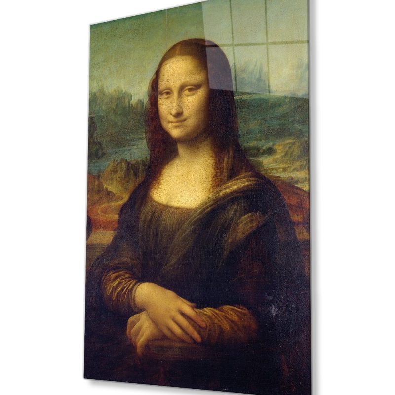Mona Lisa Portresi Sanat Cam Tablo, Ev ve Ofis Duvar Dekoru, Hediyelik Büyük Temperli 4 mm Cam Tablo