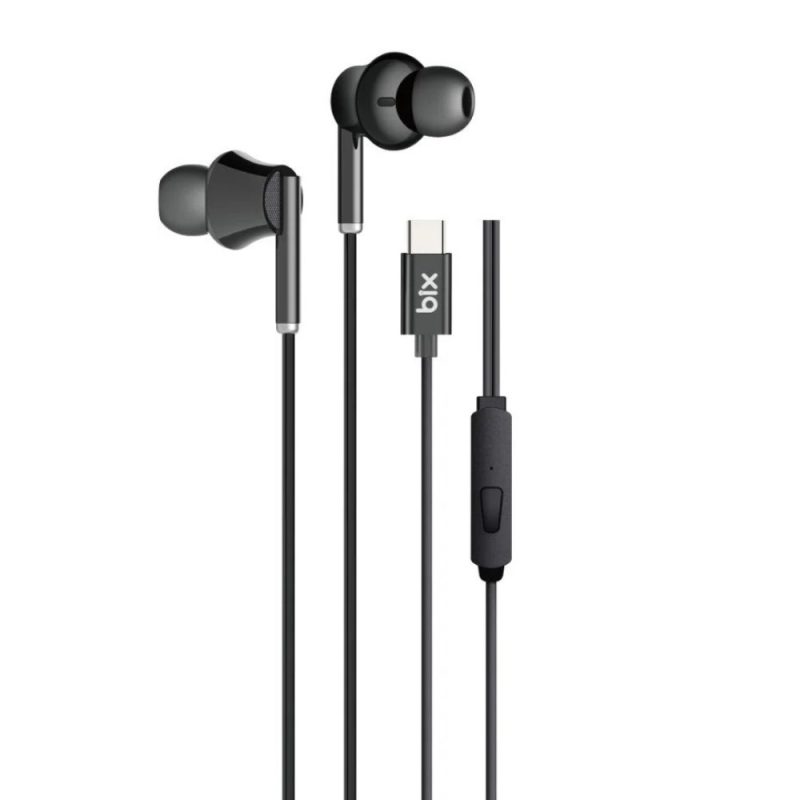 Bix HF01C Type-C 14mm Extra Bass Özellikli Mikrofonlu Kulak içi Kulaklık Siyah
