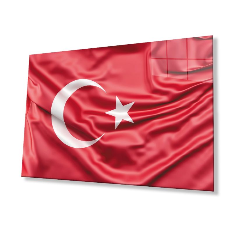 Kırmızı Türk Bayrağı Cam Tablo