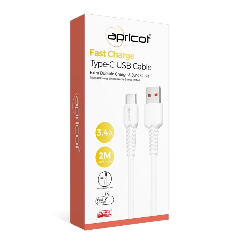 Apricot APC-A230T Type-C 2M 2A Şarj + Data Kablosu