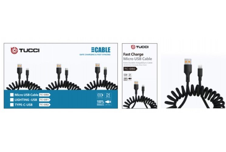 Tucci TC-050 Spiralli Micro USB Şarj Kablosu